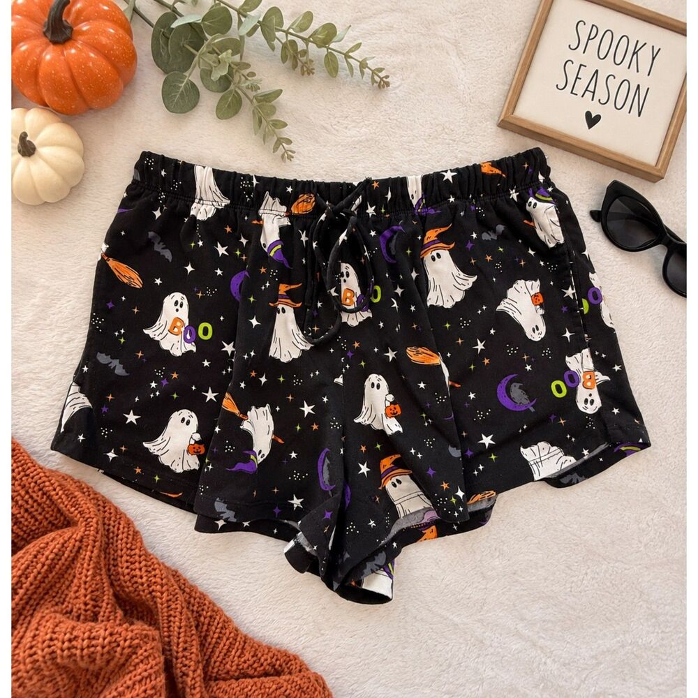 Way To Celebrate Halloween Ghost Print Lounge Shorts XS 0-2